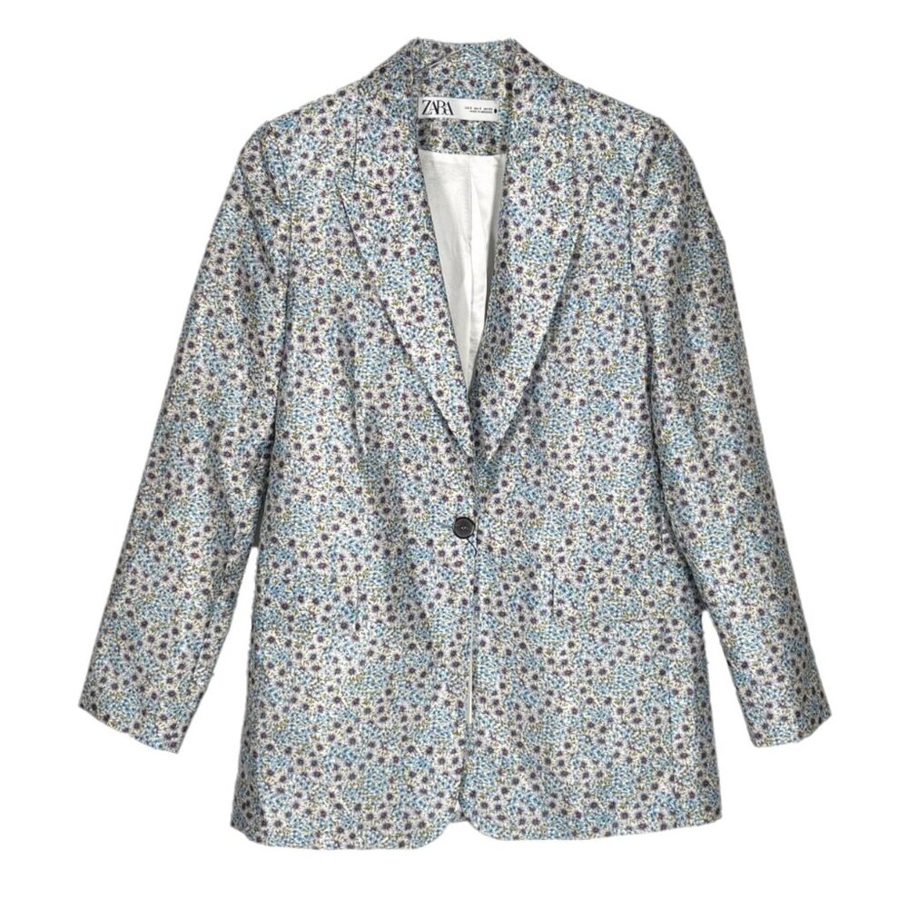 Zara Floral Sheen Lapel Blazer Size Small
